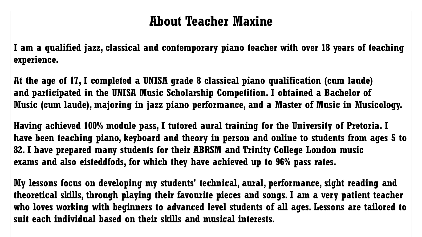 About Teacher Maxine July 2026